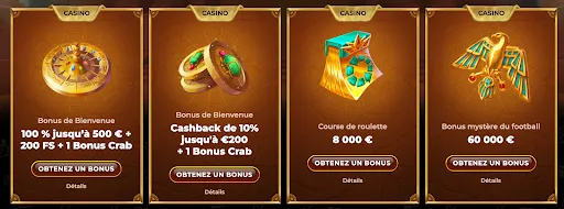 AmunRa – promotions casino en français : bonus de bienvenue, cashback, course de roulette, bonus mystère du football