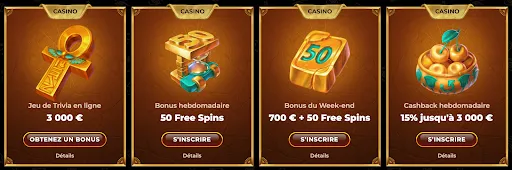 Quatre vignettes promotionnelles casino