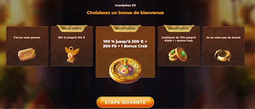 Choisissez votre bonus de bienvenue – AmunRa Sélection d’un bonus de bienvenue (Casino, Sports, Cashback, Code promo ou Aucun bonus) – AmunRa