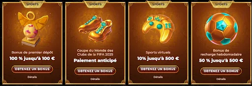 Promotions Sport : bonus premier dépôt